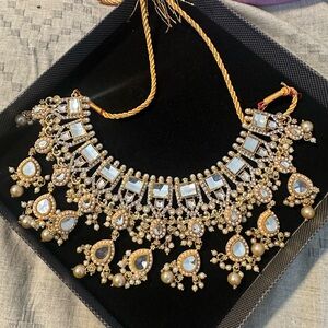Kundan Style Bridal Jewellery Set Gold Plated Indian kundan jewellery